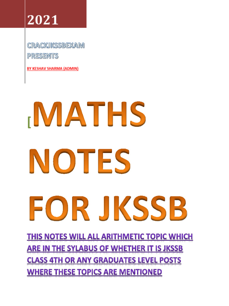 Arithmetic Math Notes Ratio and Proportion | PDF