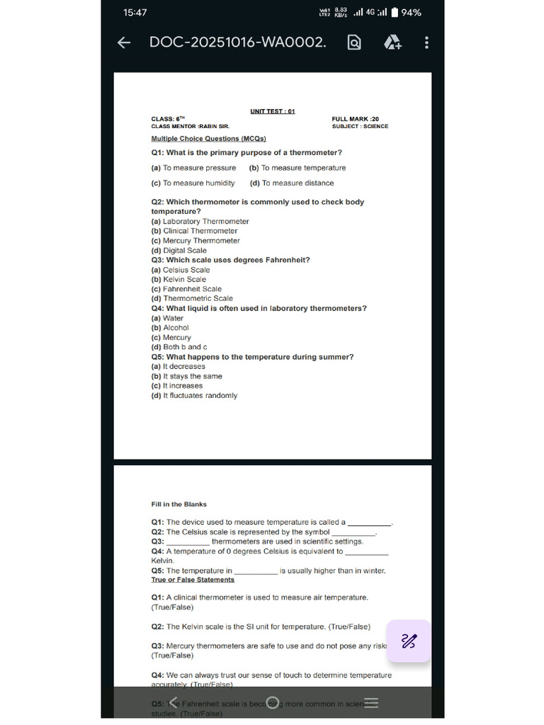 Class Vi Pyq | PDF