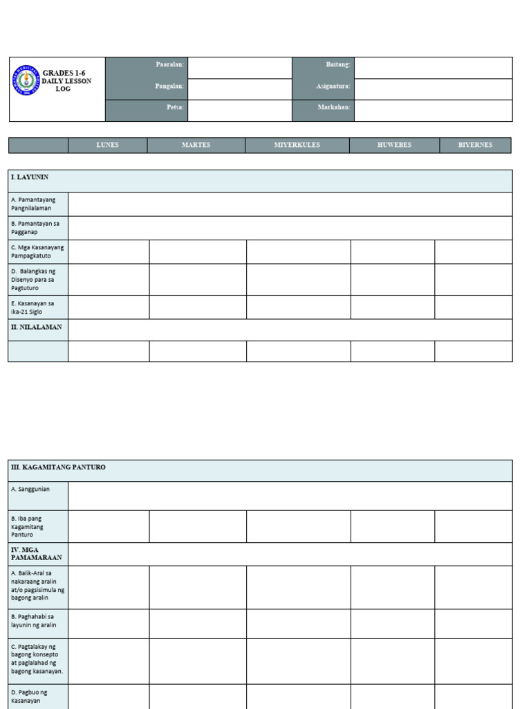 DLL Filipino Template | PDF