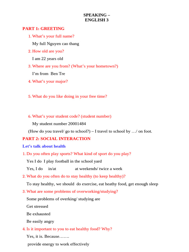 English Speaking Practice Guide | PDF