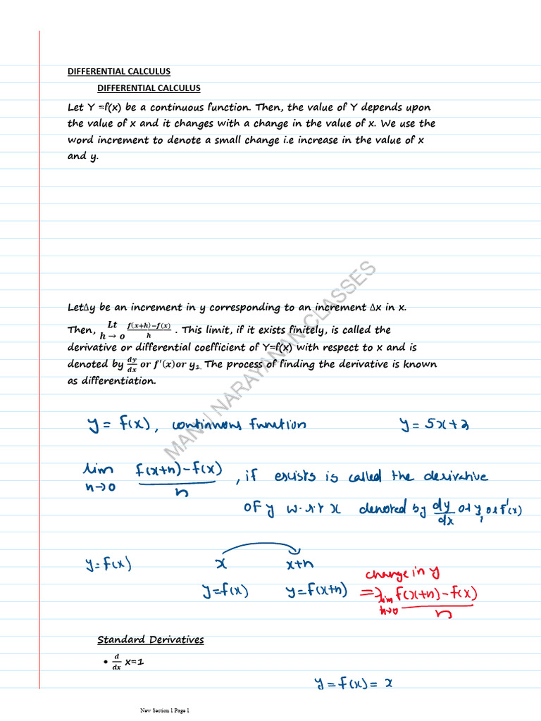 Differential Calculus Concepts and Rules | PDF | Derivative | Function ...