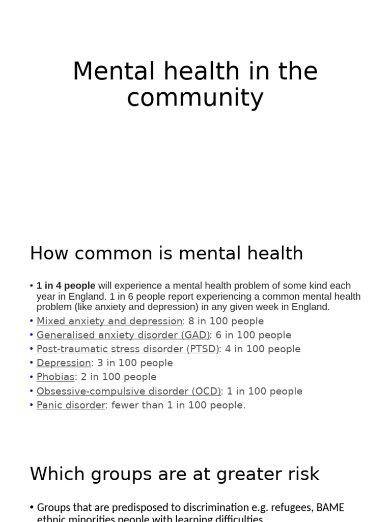 Mental Health in The Community | PDF