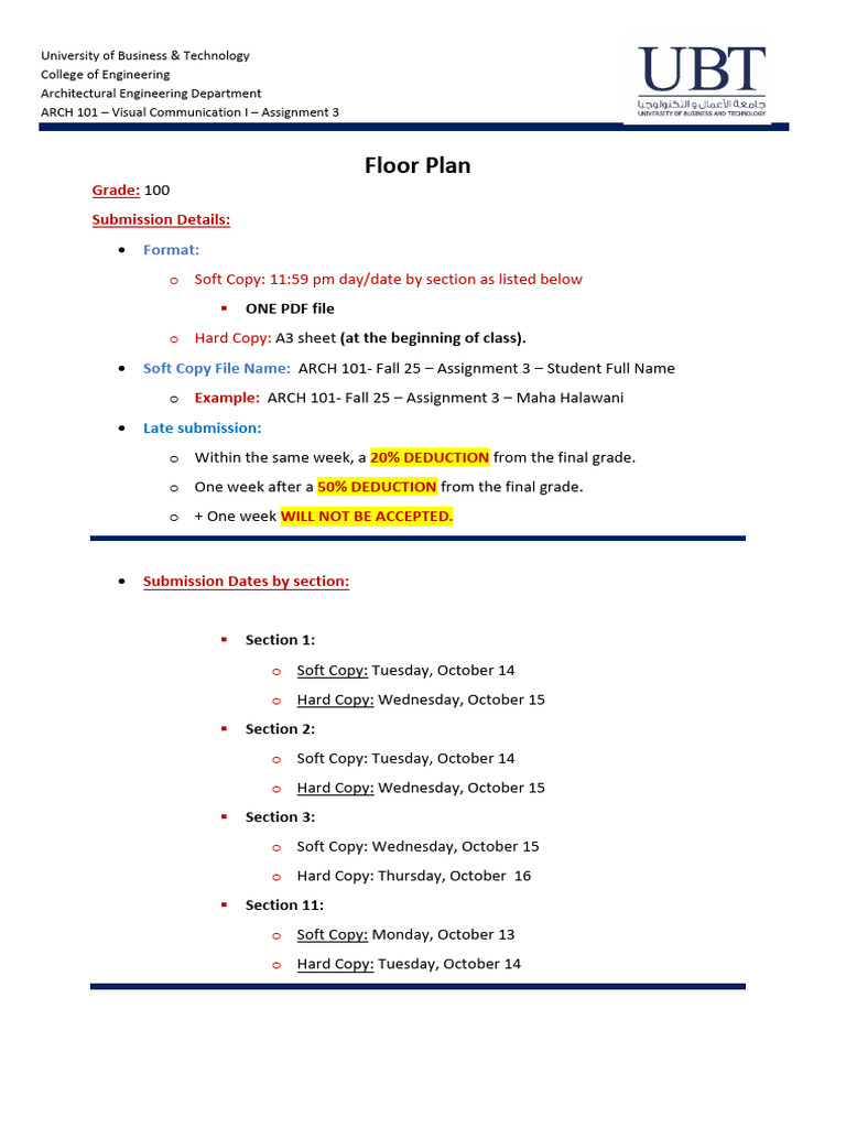 Arch101 - Fall25-Assignment 3 Floor Plan 2 | PDF