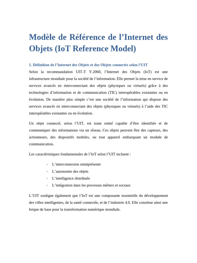 Modèle de Référence de l'IoT selon Cisco | PDF | Internet des objets ...