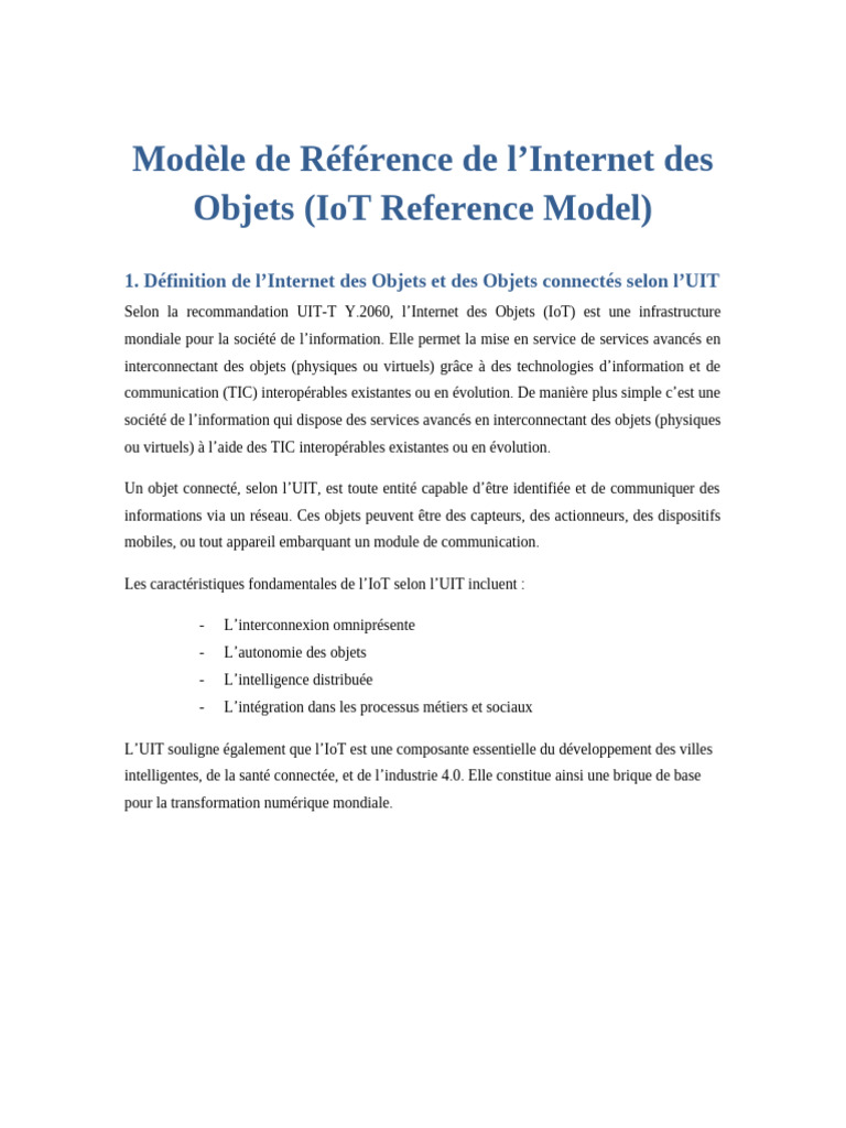 Modèle de Référence de l'IoT selon Cisco | PDF | Internet des objets ...