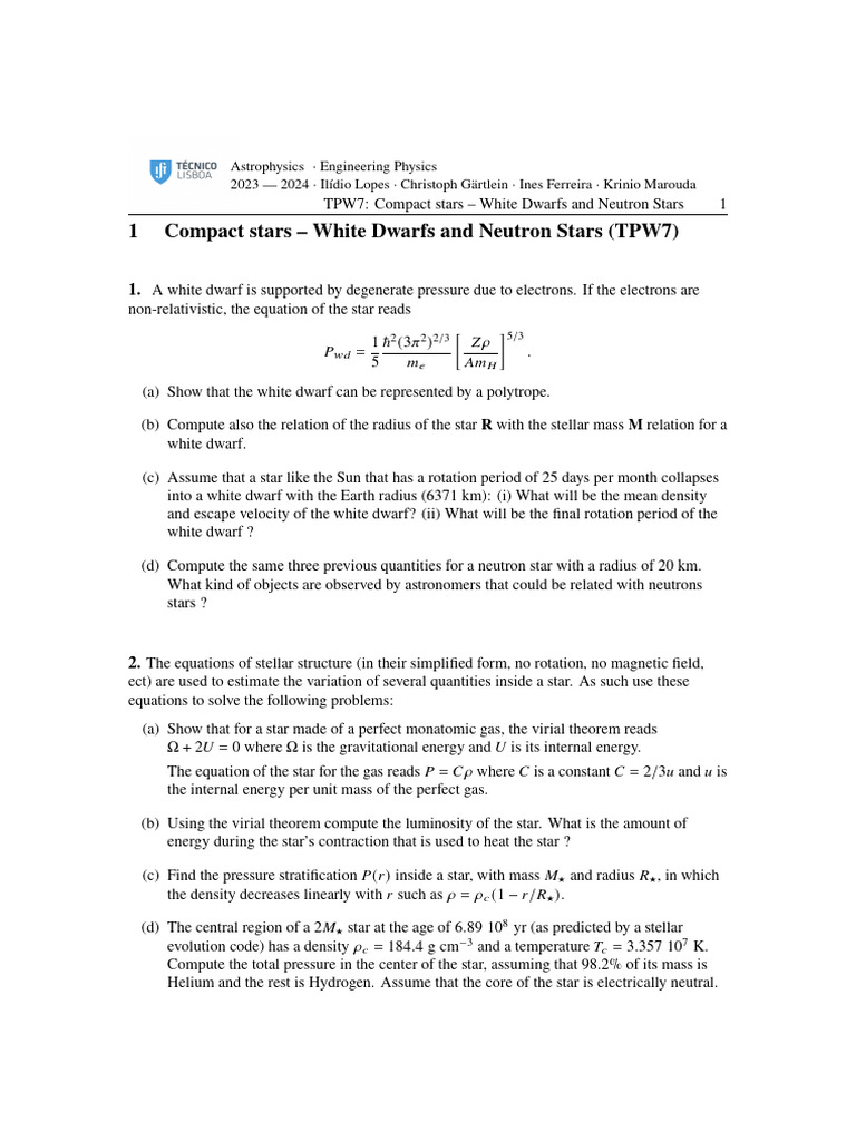 White Dwarfs and Neutron Stars Analysis | PDF | Stars | Astrophysics