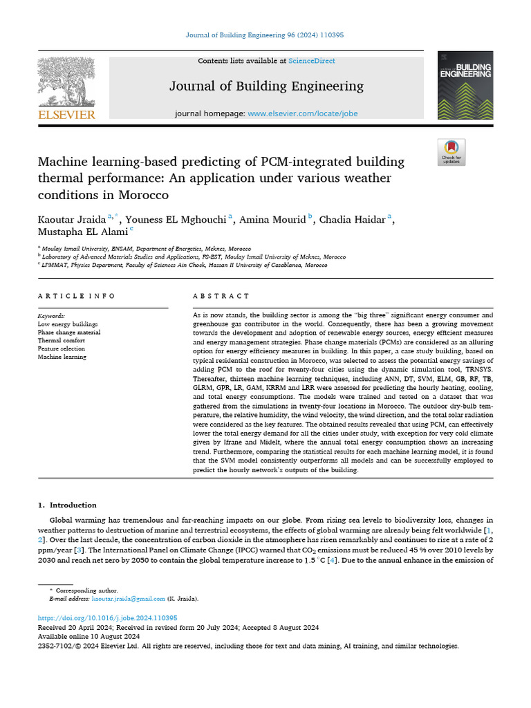 PCM and Machine Learning for Building Energy Efficiency | PDF | Linear ...