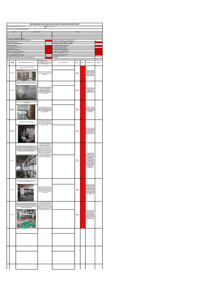 Daily Health & Safety Inspection Report | PDF | Personal Protective ...