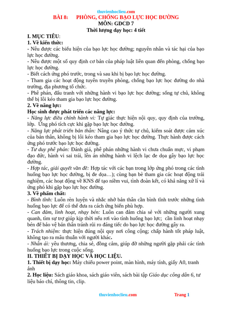 GA GDCD 7 CTST Bai 8 | PDF