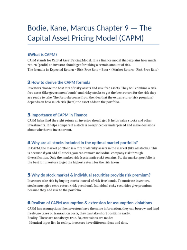 CAPM Chapter9 Explanation | PDF | Capital Asset Pricing Model ...
