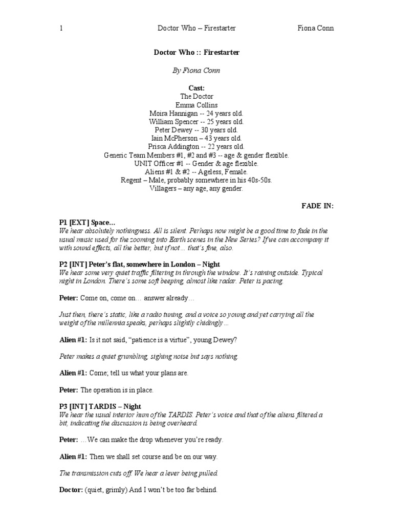 Doctor Who: Firestarter Script Overview | PDF | The Doctor (Doctor Who ...