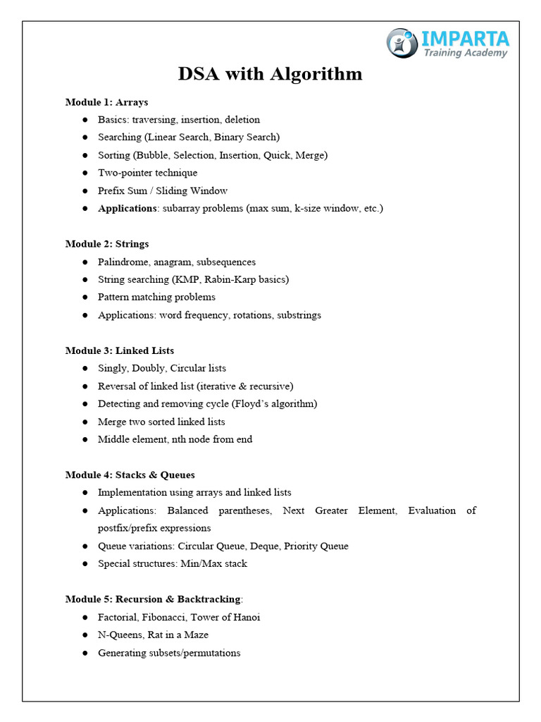 Data Structures & Algorithms Overview | PDF