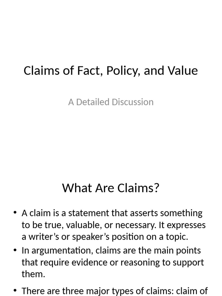 Claims of Fact Value and Policy | PDF | Evidence | Argument