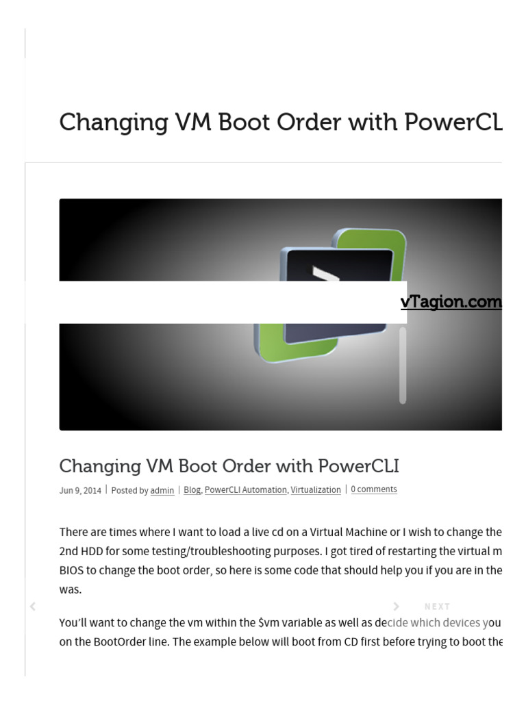 Set VM Boot Order with PowerCLI | PDF | Booting | Virtual Machine