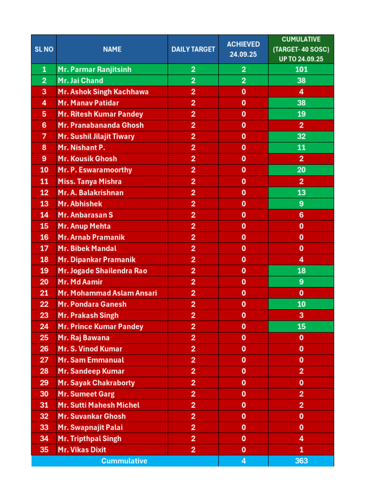 Daily Target Achievement Report | PDF
