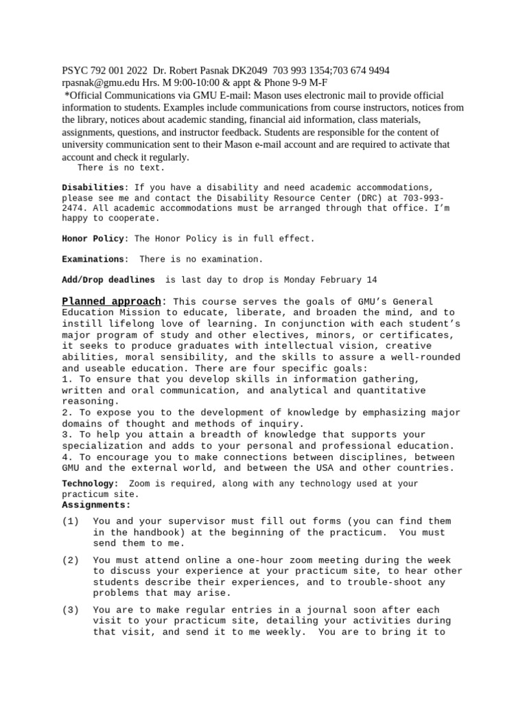 PSYC 792 Practicum Guidelines | PDF | Knowledge | Intelligence