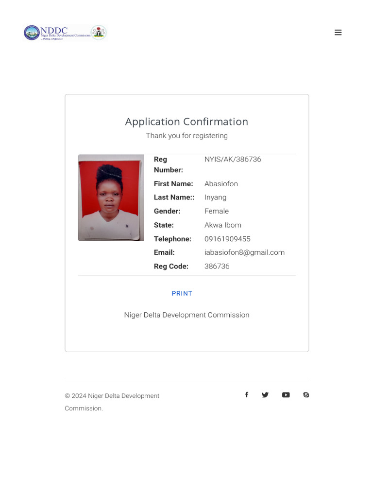 Niger Delta Application Confirmation | PDF