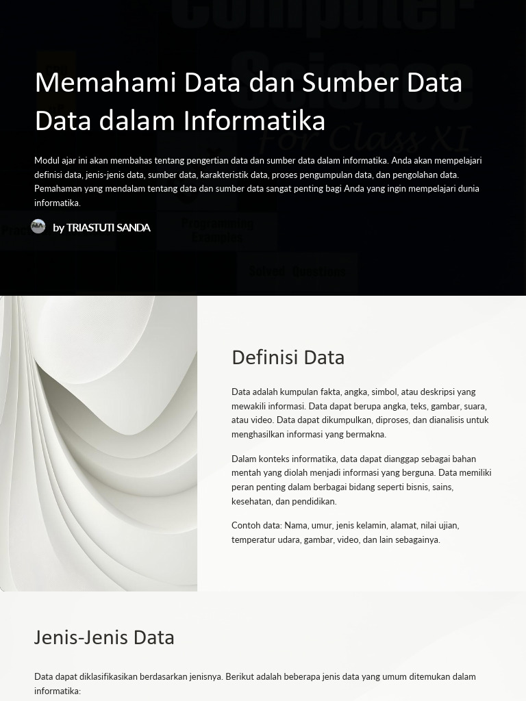 Memahami Data dan Sumbernya dalam Informatika | PDF