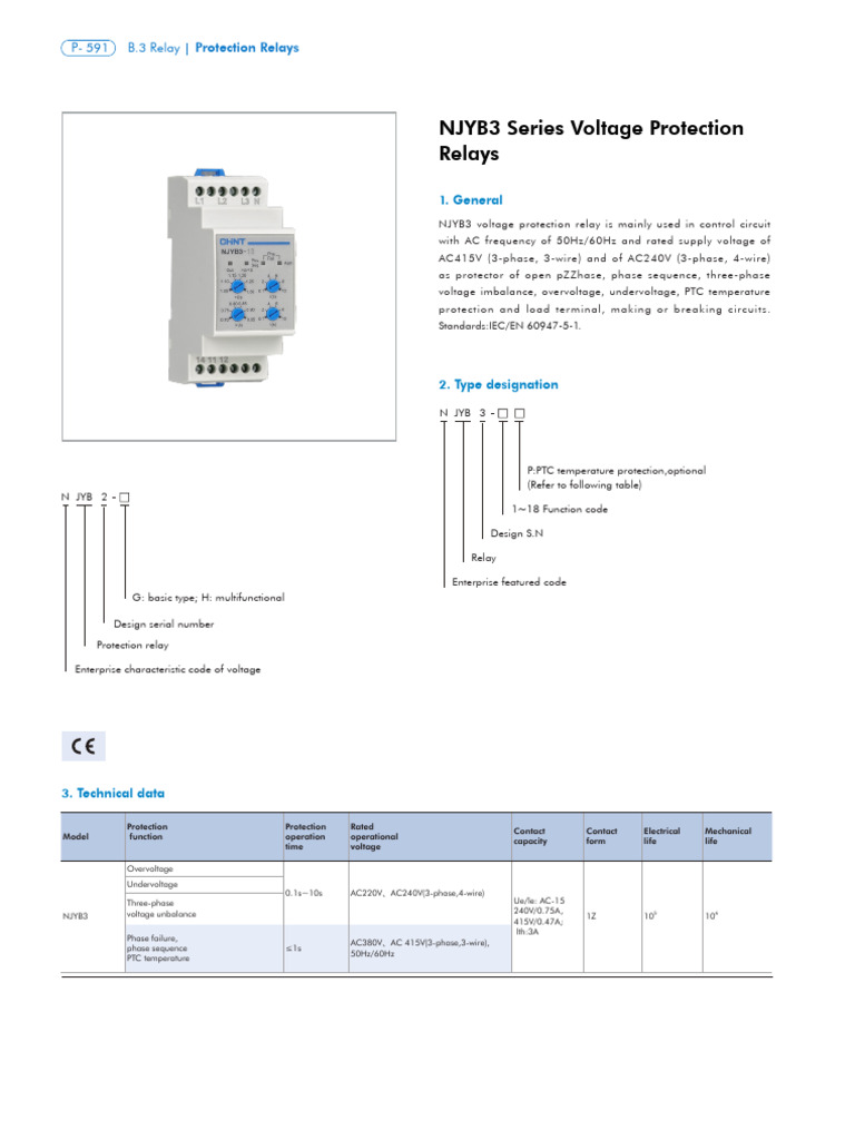 NJYB3 Voltage Protection Relays Guide | PDF | Relay | Mains Electricity