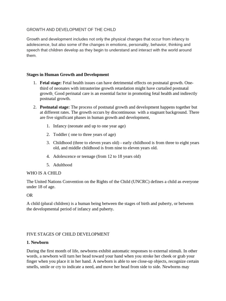 Child Growth and Development Stages | PDF | Body Mass Index | Infants