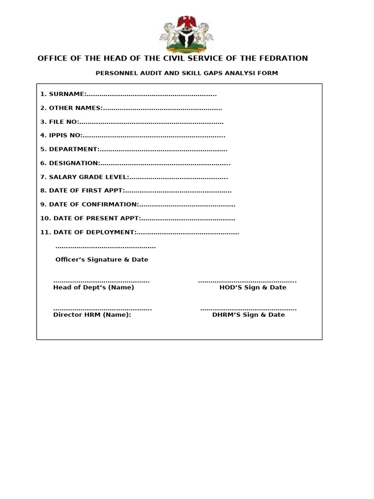 Personnel Audit Form for PASGA | PDF