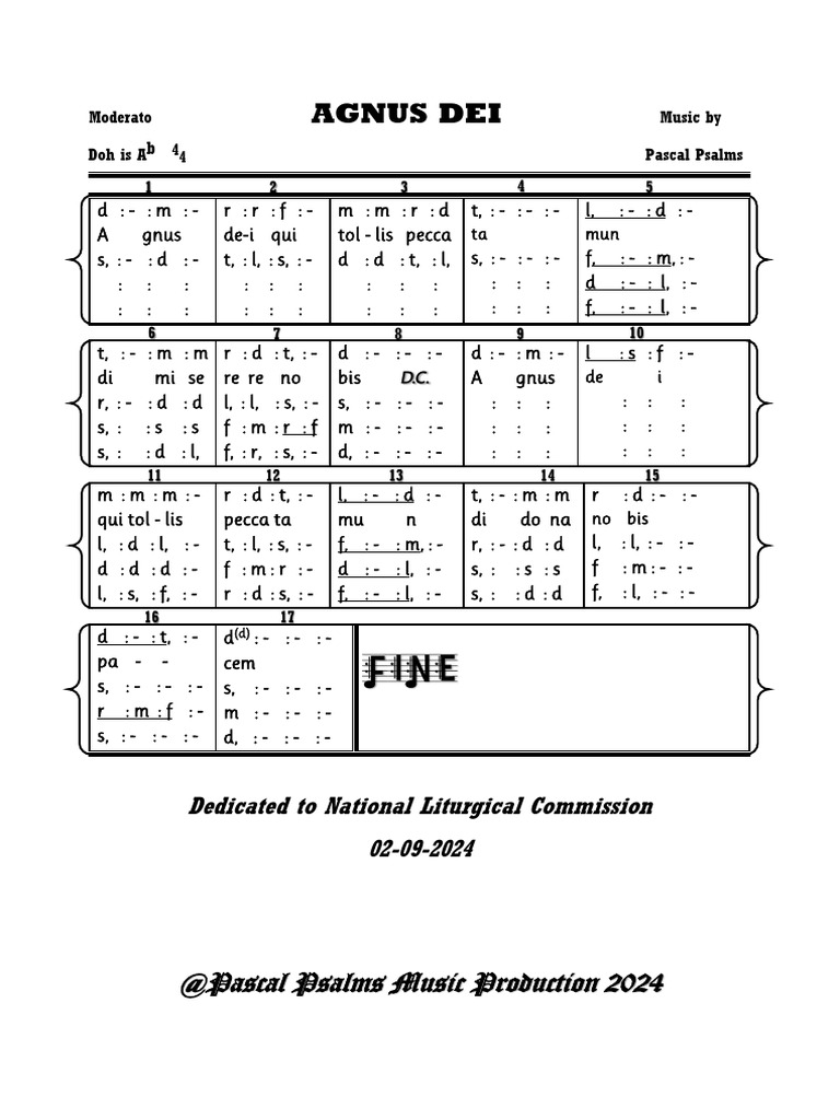 Agnus Dei Music Sheet for Worship | PDF