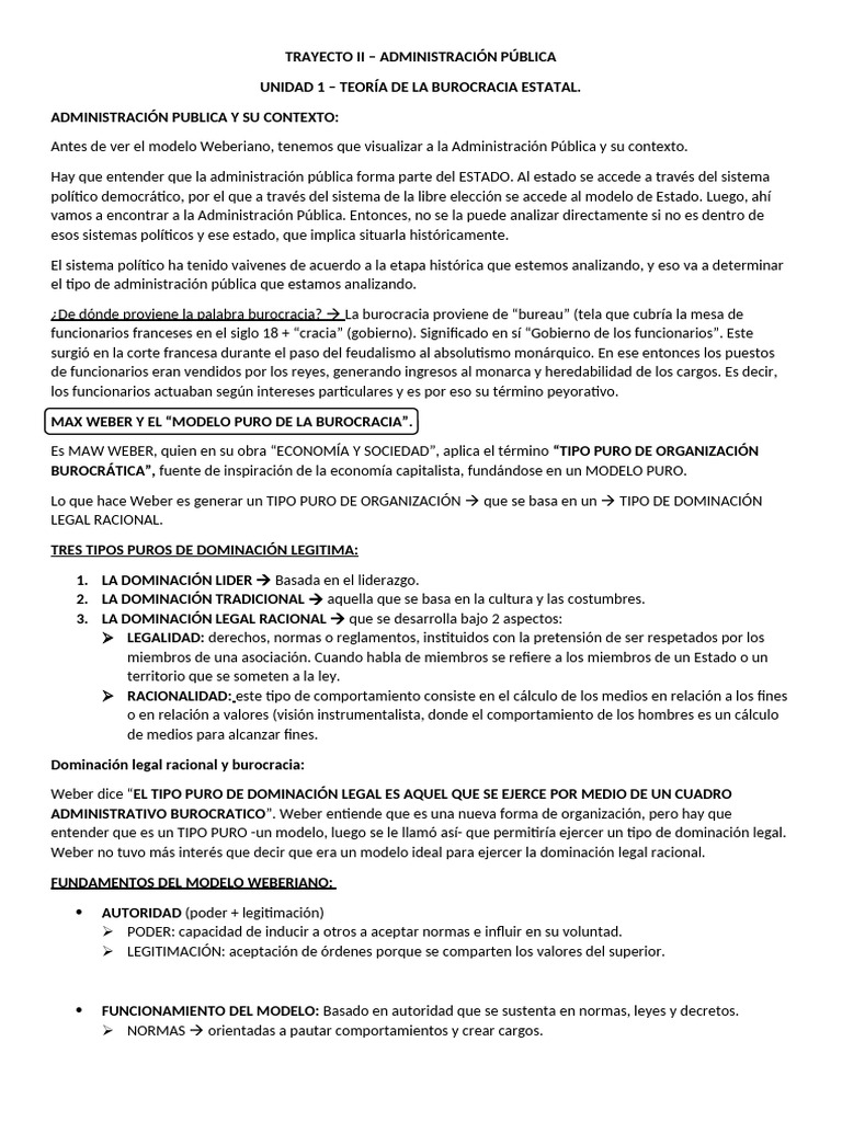 Unidad 1 - Primera Parte | PDF | Burocracia | Estado (política)