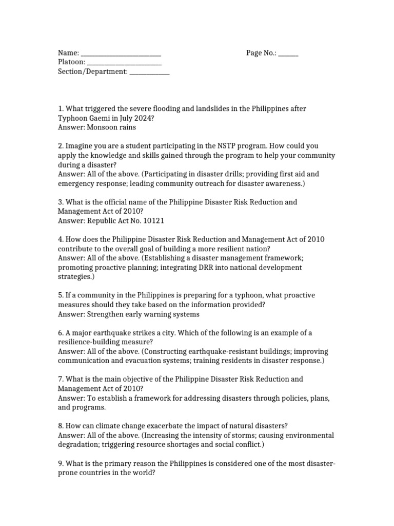 Enhancing Disaster Preparedness in the Philippines | PDF | Natural ...