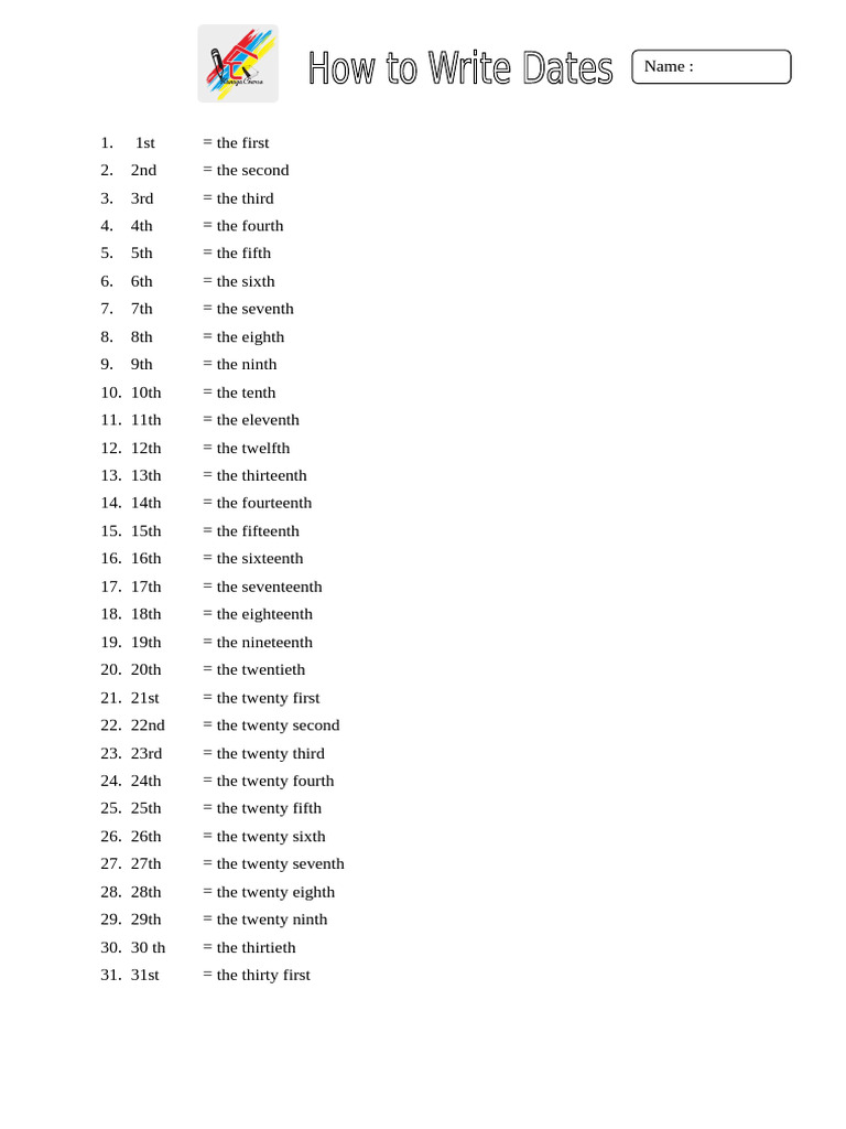 Ordinal Numbers and Date Formats | PDF