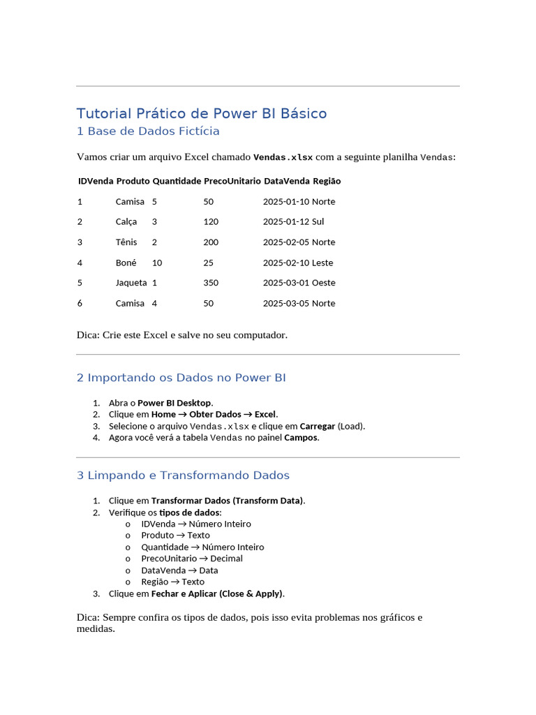 Tutorial Prático de Power BI Básico | PDF | Microsoft Excel | Informática
