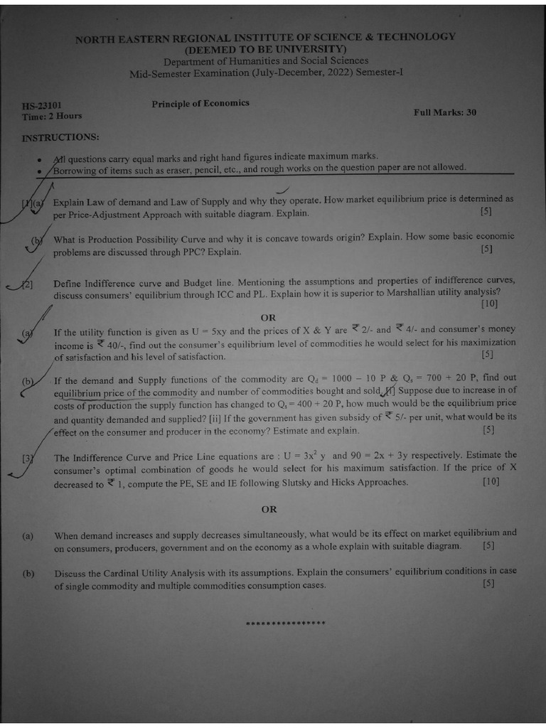 Previous Mid Sem QP | PDF