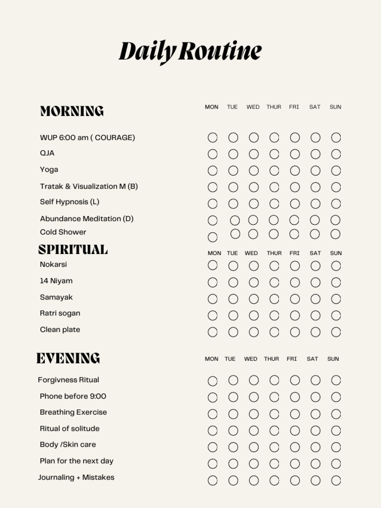 Beige Minimalist Daily Routine Planner | PDF