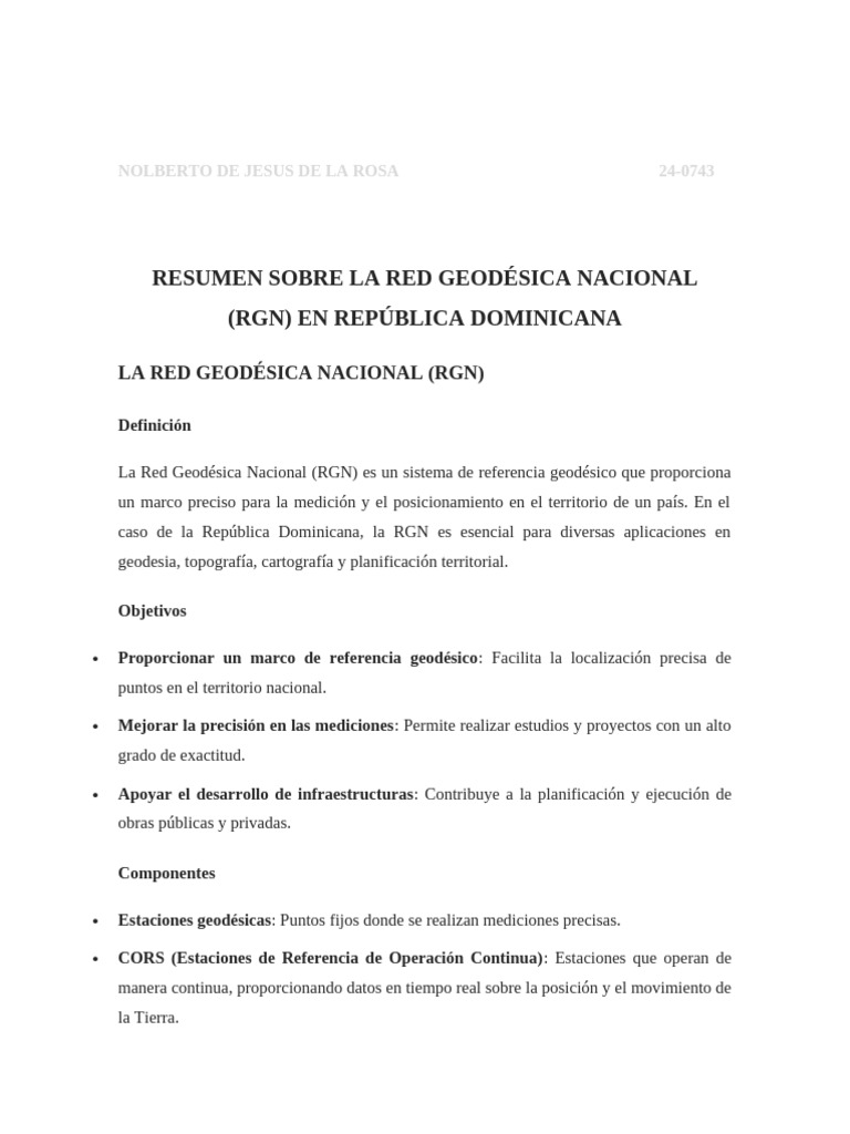 Importancia de la Red Geodésica Nacional | PDF | Sistema de ...