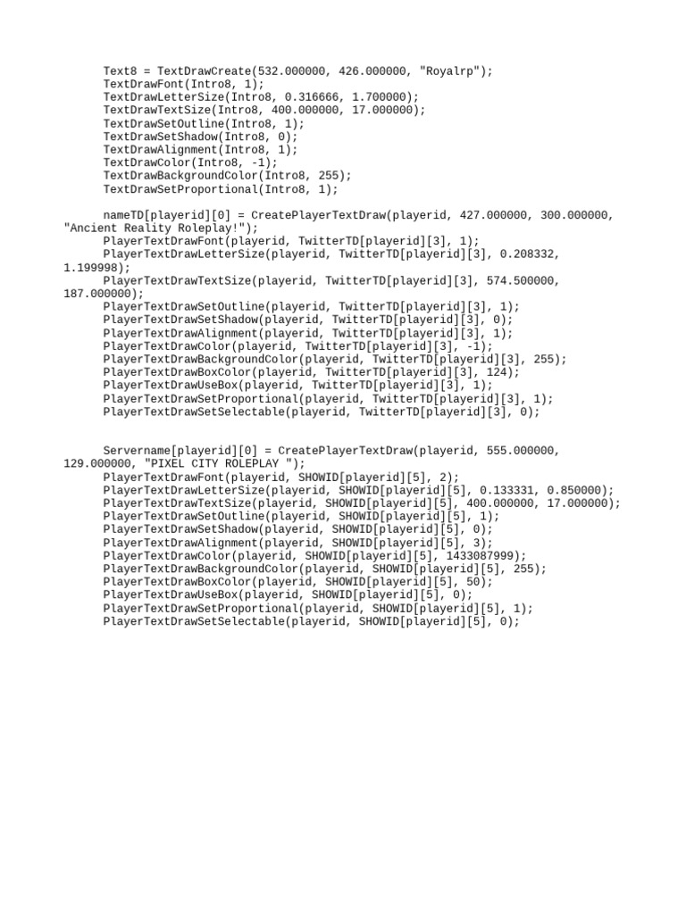 Roleplay Text Draw Configuration | PDF