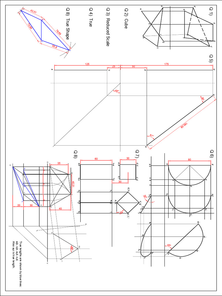 Geometry Document: True Lengths & Shapes | PDF