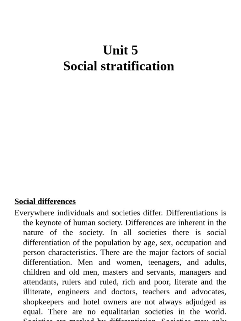 Understanding Social Stratification Dynamics | PDF | Social ...