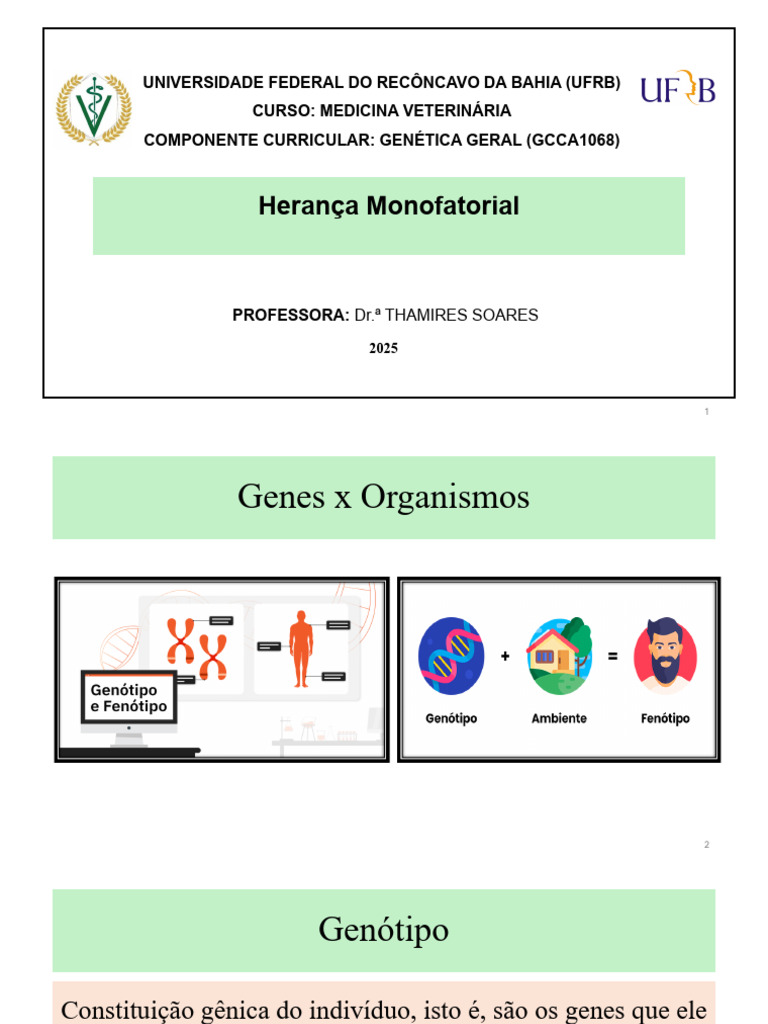 Herança Monofatorial em Genética | PDF | Genótipo | Alelo
