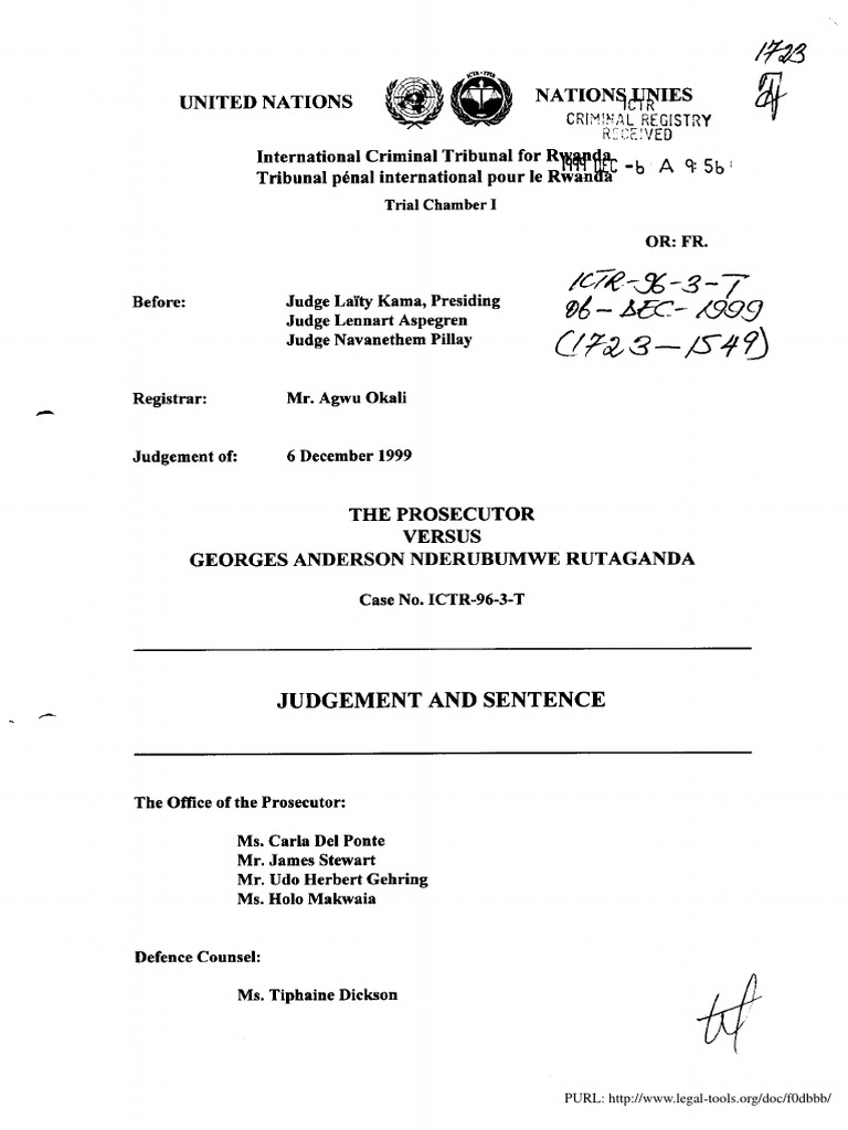 Rutaganda, ICTR TC Judgement (06!12!1999) (E) | PDF | Criminal Law ...