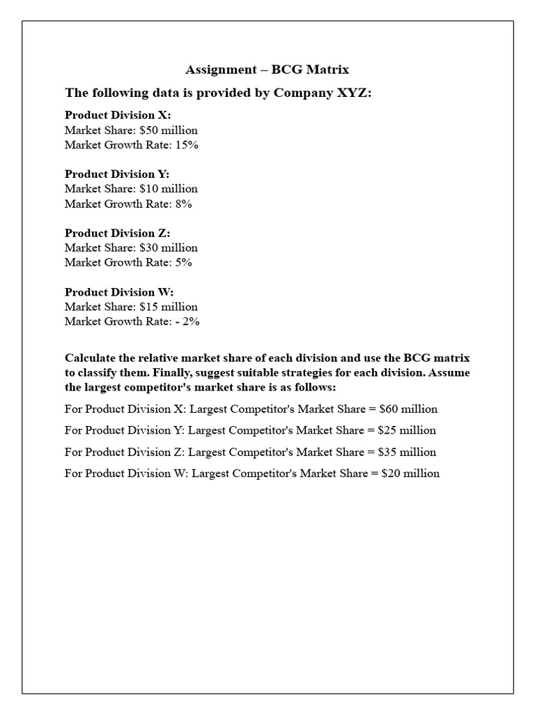Assignment BCG Matrix 2024 | PDF