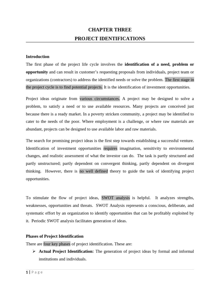 Project Identification Strategies and Phases | PDF | Risk | Swot Analysis