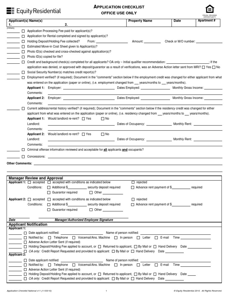 Rental Application Checklist Template | PDF | Landlord | Mail