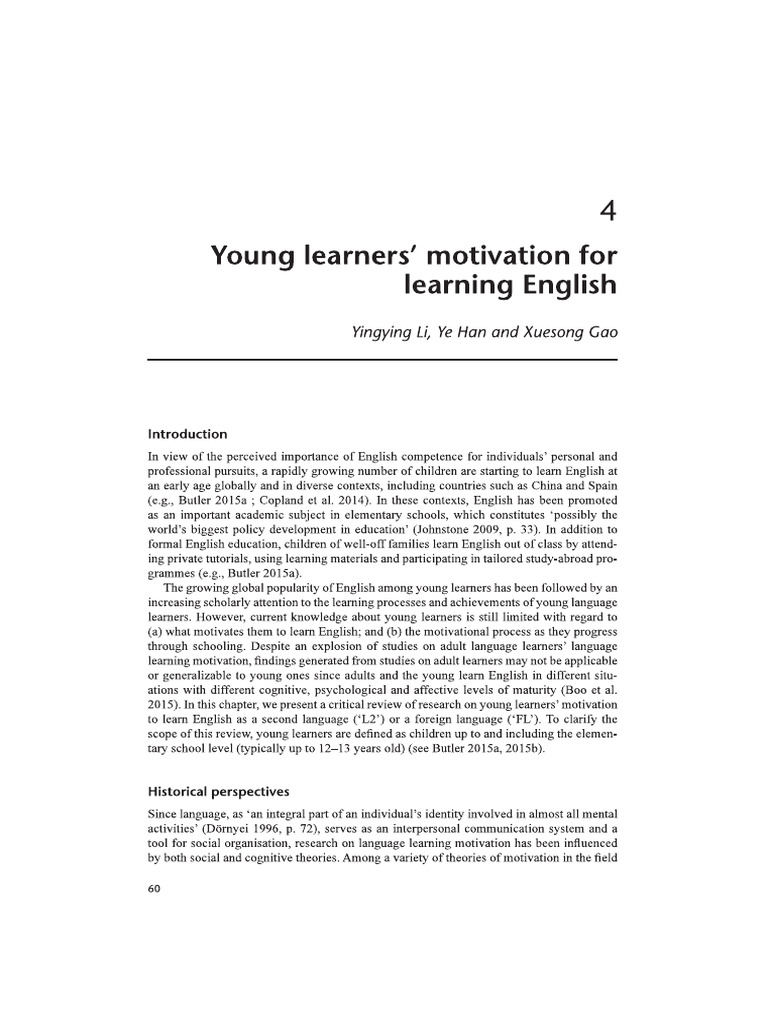 Young Learner - S Motivation For Learning English | PDF | English As A ...