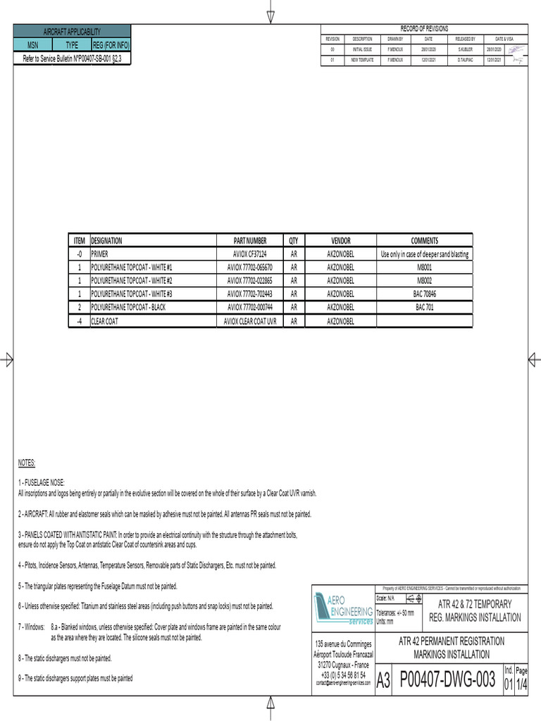 ATR 42/72 Registration Markings Guide | PDF | Materials