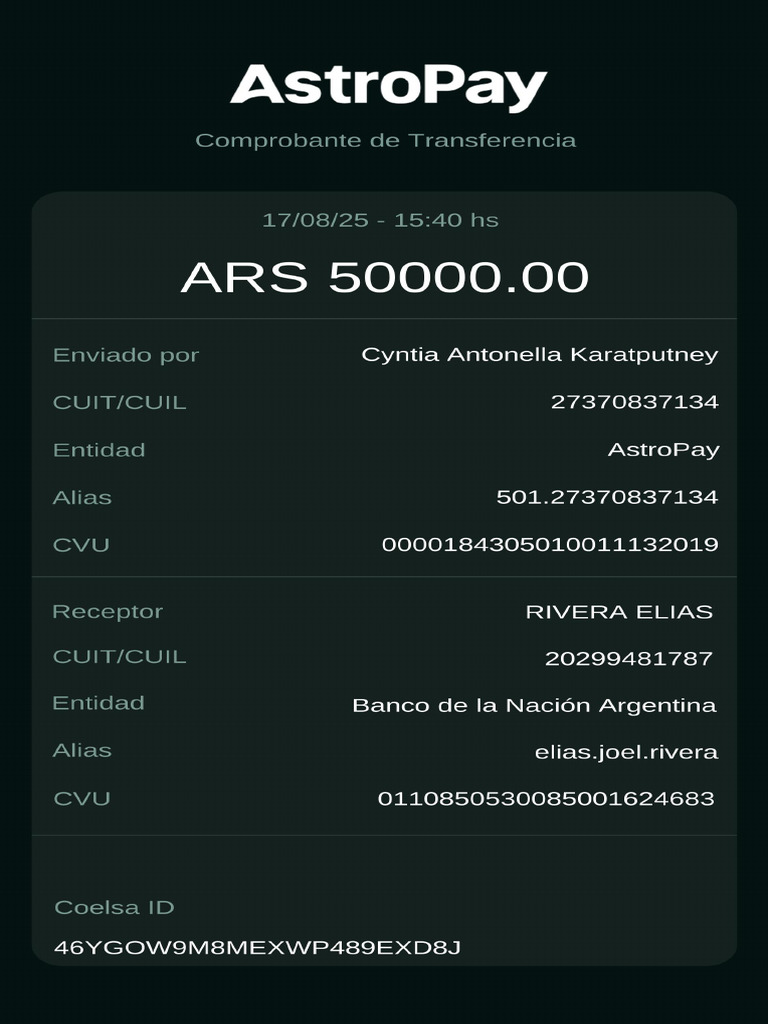 Recibo AstroPay | PDF