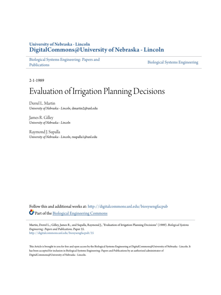Irrigation Planning Decision Evaluation | PDF | Irrigation | Production ...