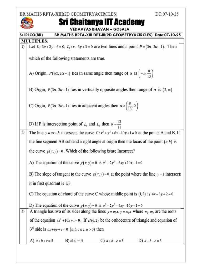 BR Maths Rpta-Xiii (2d Geometry&Circles) Dpt-III | PDF | Geometry