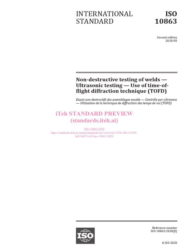 ISO 10863:2020 Ultrasonic Weld Testing | PDF | Nondestructive Testing ...