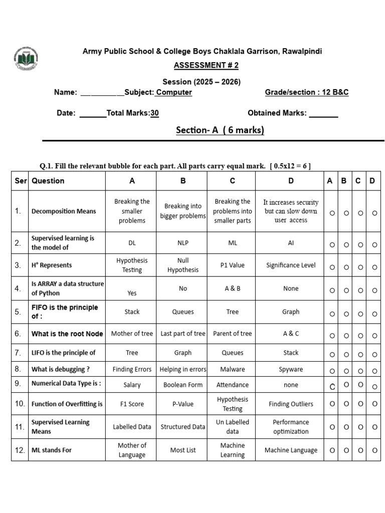 Computer Assessment for Grade 12 Students | PDF | Software Engineering ...