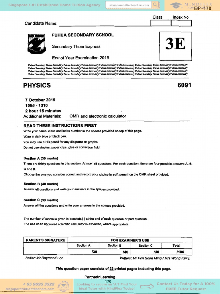 Sec 3 Pure Physics 2019 SA2 Free Test Paper | PDF