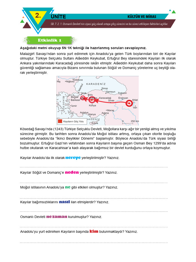 7.2.1 Osmanli Devletinin Kuruldugu Yer Etkinligi | PDF